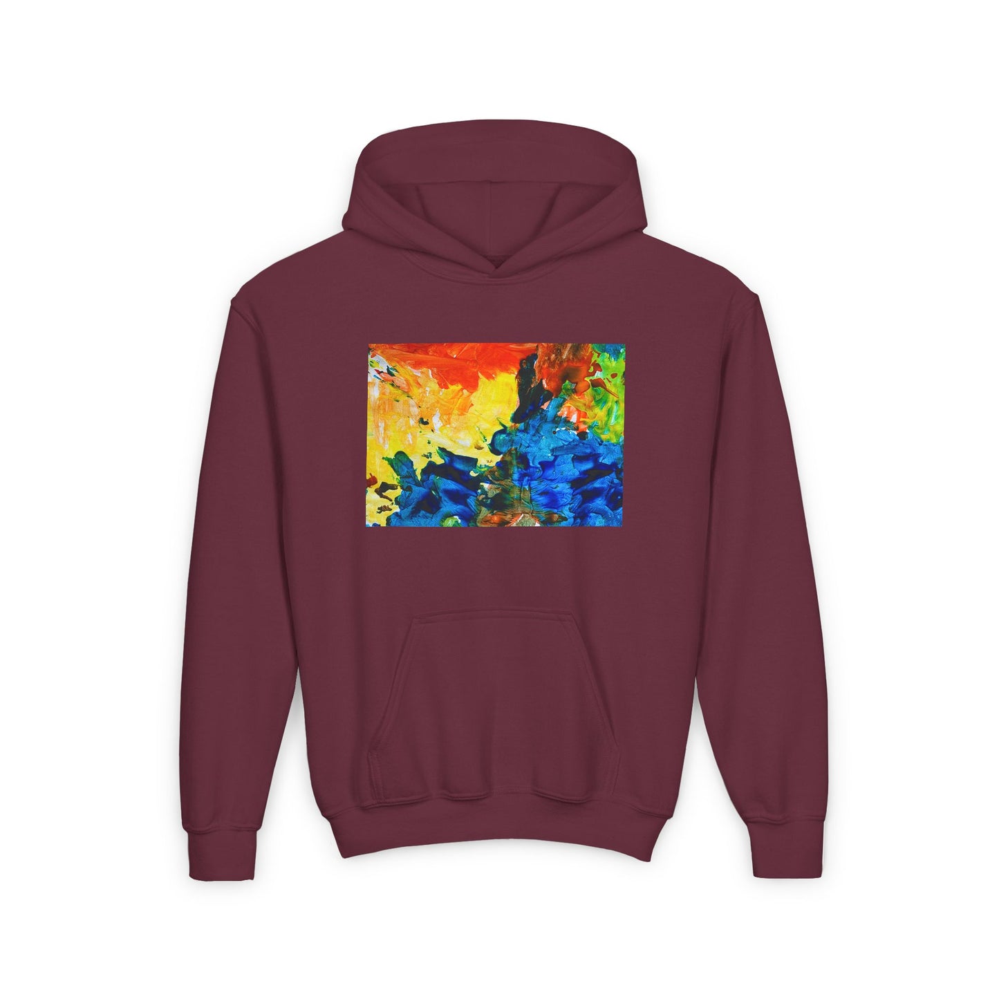 Water Paint Kids Artwork Hoodie, Fun Children's Clothing, Colorful Youth Pullover, Unique Kid's Gift