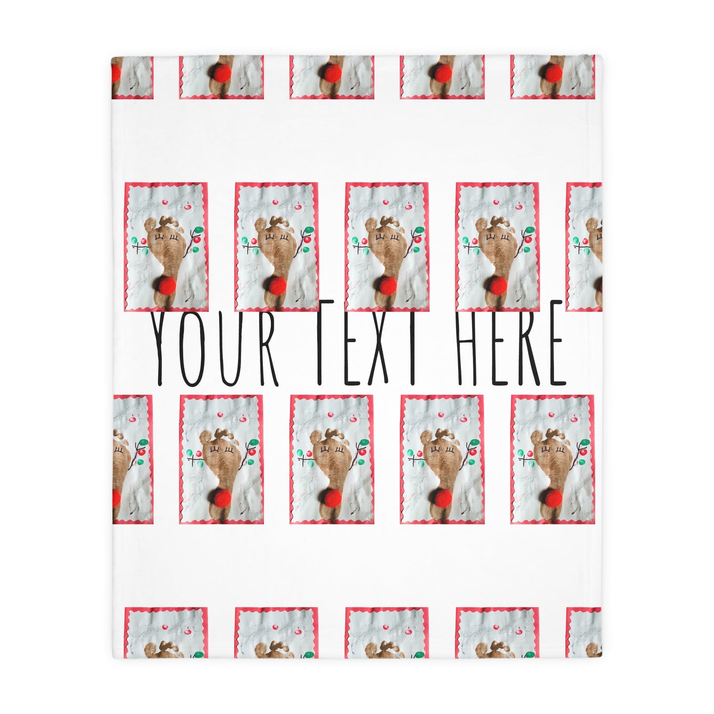 Foot Painted Kid's Artwork Design Personalized Blanket or Throw, Custom Two-sided Print.