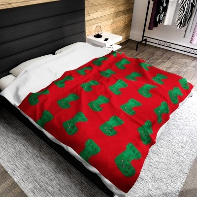 Green Socks Kid's Artwork Personalized Blanket, Daycare blanket, kid's room blanket.