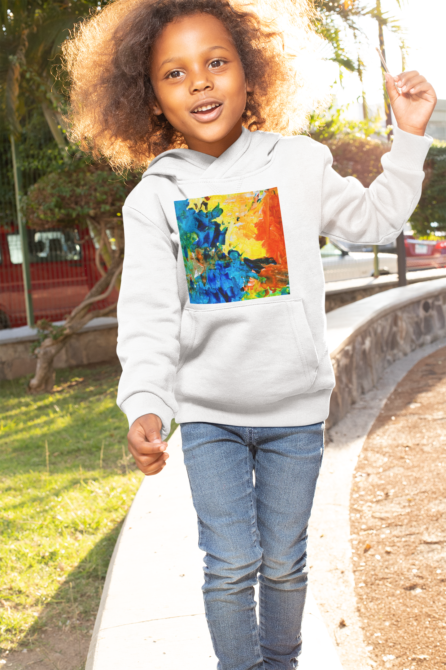 Water Paint Kids Artwork Hoodie, Fun Children's Clothing, Colorful Youth Pullover, Unique Kid's Gift