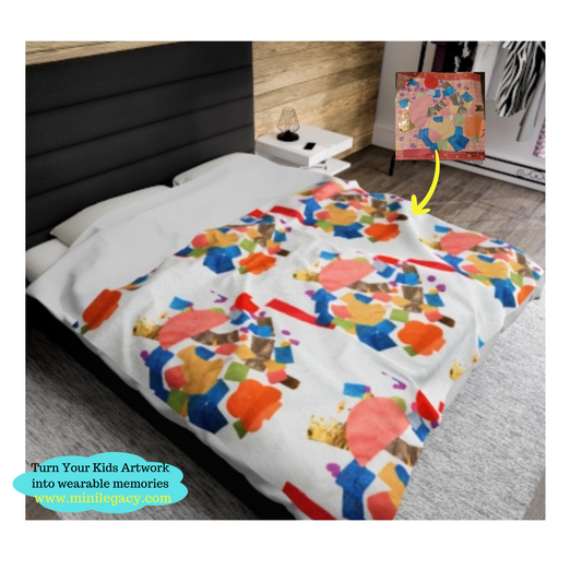 Freestyle Plush Blanket - Colorful Kids Artwork Design, Daycare Blanket, Kids Room Decor, Cozy Evening Throw, Unique Gift