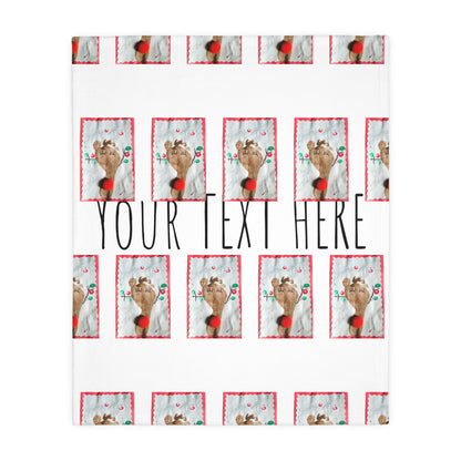 Foot Painted Kid's Artwork Design Personalized Blanket or Throw, Custom Two-sided Print.