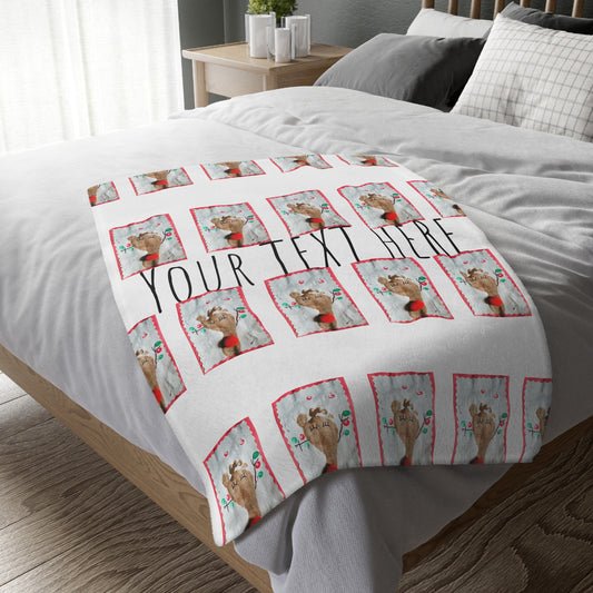 Foot Painted Kid's Artwork Design Personalized Blanket or Throw, Custom Two-sided Print.