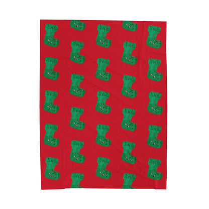 Green Socks Kid's Artwork Personalized Blanket, Daycare blanket, kid's room blanket.