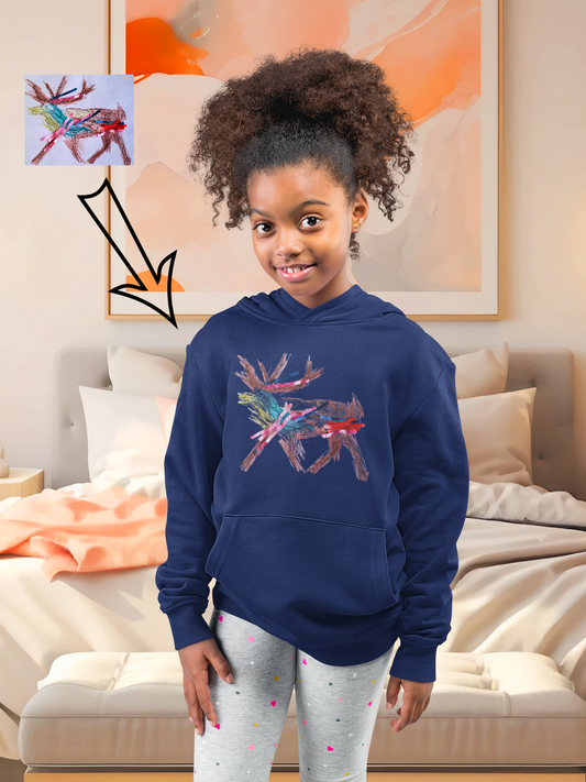 Kids Artwork Reindeer Hoodie